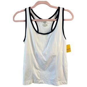 Morera Seamless Activewear white black racerback tank top built in bra Med